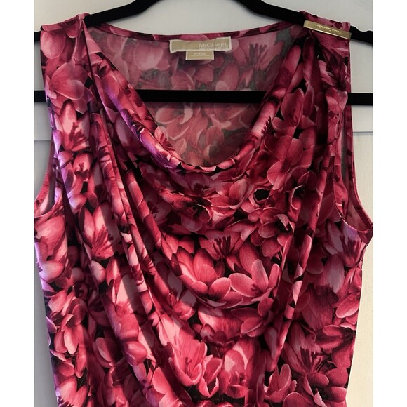 MICHAEL KORS Sleeveless Pink Red Floral Top Blouse Size Petite Small - Picture 2 of 5